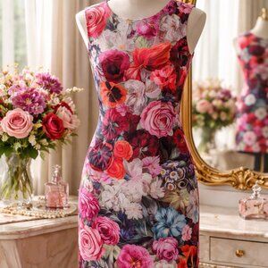 Ted Baker London Floral Swirl Sheath Dress Size 1 (US 2–4) Stunning Statement